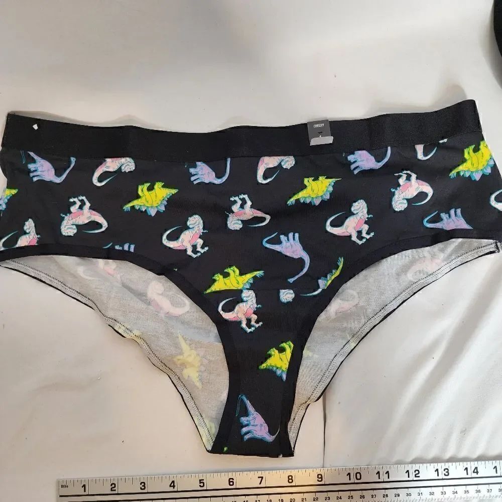 3X 22W 24W Torrid Black Dinosaur Cotton Cheeky Panty Mid Rise Pink T Rex Lingeri - Picture 2 of 6